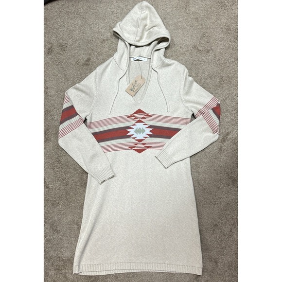Woolrich Sweaters - Woolrich Womens Little Plum Run Dress  Knit Sweater Tribal Aztec  Hooded Beige